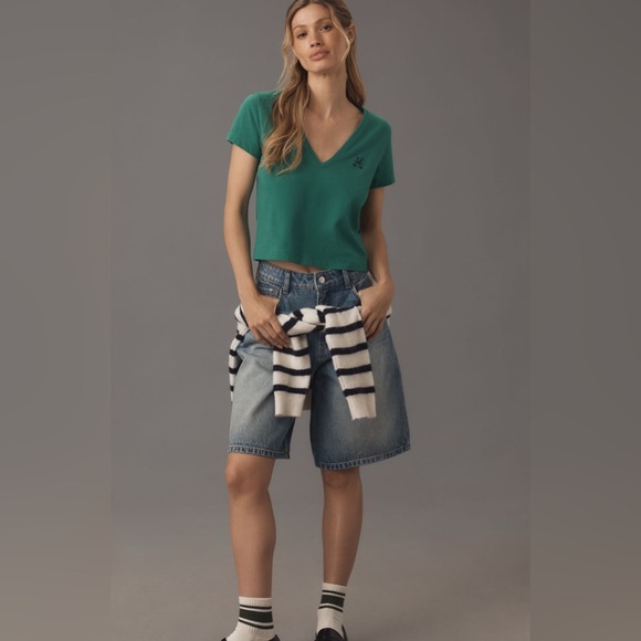 Anthropologie Maeve V Neck Hockey Graphic Tee - Picture 2 of 13